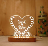Personalized 3D Illusion LED Table Lamp For Couple | Heart Shape| Customized Name Lamp for Couple |Gift Anniversary| Wedding| Marriage | Valentine Day Special for Couples | - BBD GIFTS